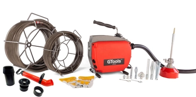Przepychacz do rur kanalizacji G-TOOLS GT8150A 16mm/22mm z adapterem 8mm + przepychacz ręczny GT8010A