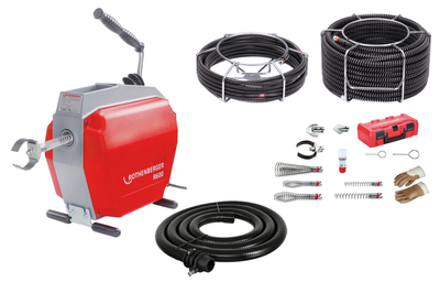 Przepychacz do rur kanalizacji ROTHENBERGER R600 19173 maszyna do czyszczenia rur ze spiralą/zestawem narzędzi 16-22 mm