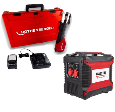 Rothenberger ROMAX 4000 Zaciskarka do rur w walizce Rocase / 18 V 4.0 Ah + WALTER STACJA ZASILANIA